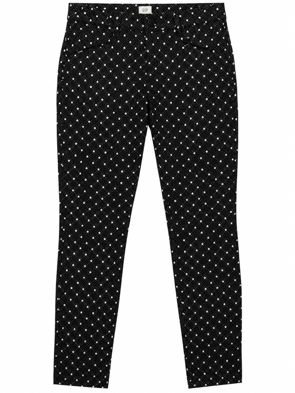 Gap Skinny Ankle Pants Women’s 4 Tall Black White Star Print Stretch
